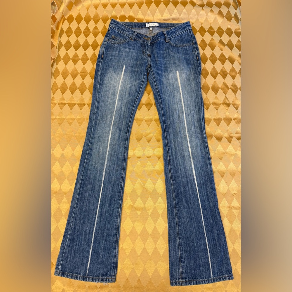 Jill Stuart Flared Jeans with Bleached Crease Accent Size 0